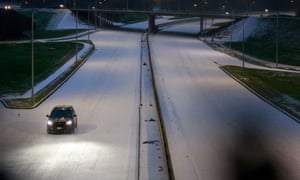 Houston on Monday. The storm left behind record-setting cold temperatures with wind-chill warnings from the US-Canada border to the US-Mexico border.