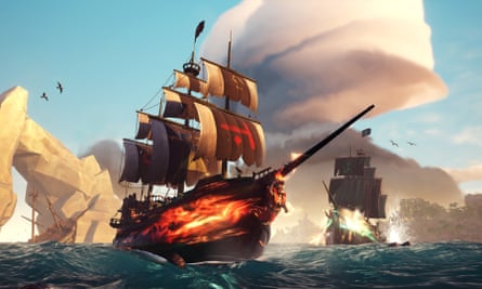 Bloody battles … Sea of Thieves, the video game recreated at the show.