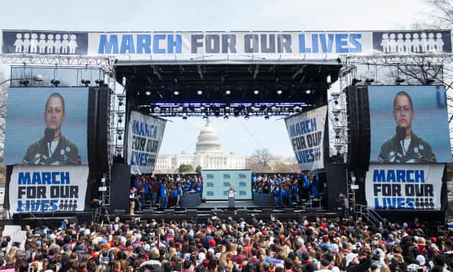 Emma González, a survivor of the Parkland school shooting, speaks during the March For Our Lives. ‘These magnificent young people must become the vanguard of a mass movement to rescue America.’