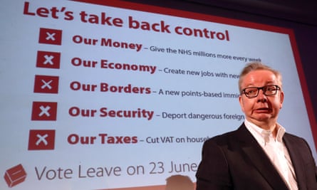 Michael Gove at Vote Leave rally in June 2016.