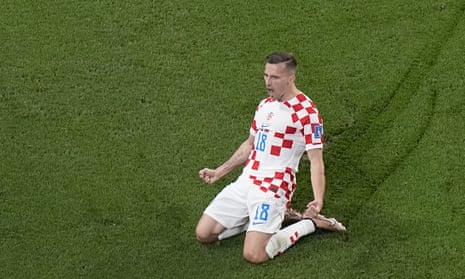 Croatia’s Mislav Orsic celebrates after scoring his side’s second goal.