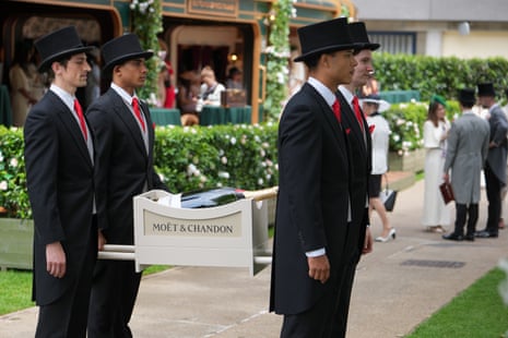 A bottle of champagne is delivered during the racing at Royal Ascot.