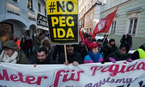 A counter-protest against Pegida in Linz, Austria.