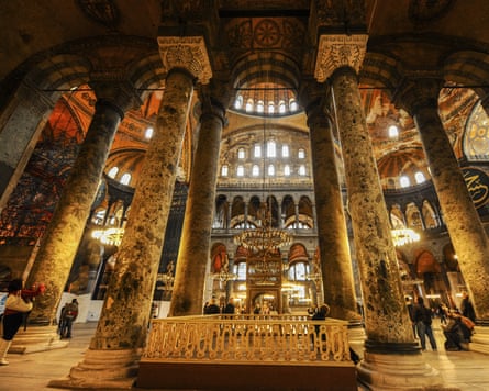 The grand interior of the Hagia Sophia