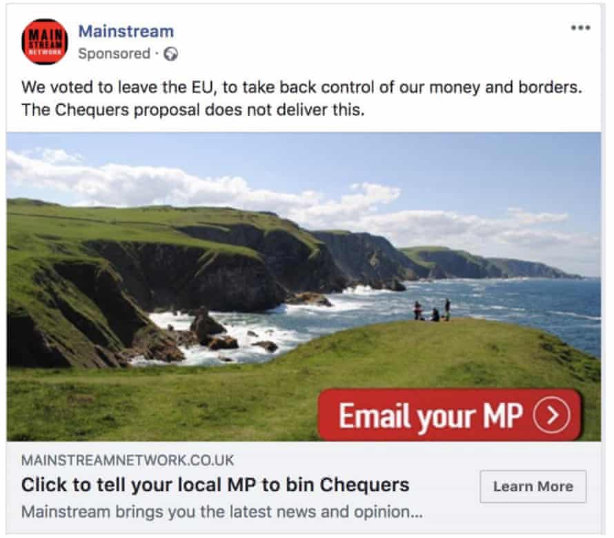 A Facebook advert placed by Mainstream Network in 2018.