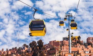 Mi Teleferico aerial cable car urban transit system in the city of La Paz, Bolivia.