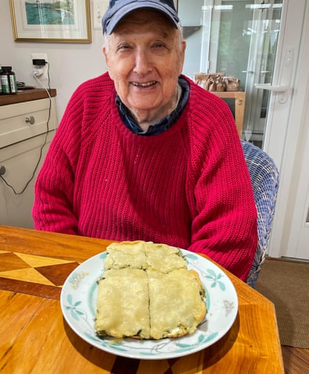 Zack’s grandfather, Isaac, enjoying his mother’s recipe for breakfast.