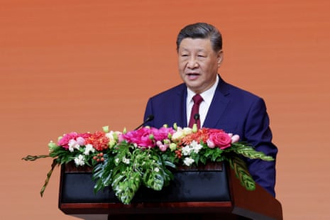 Chinese president Xi Jinping speaks at a state banquet for US president Donald Trump at the Great Hall of the People in Beijing.