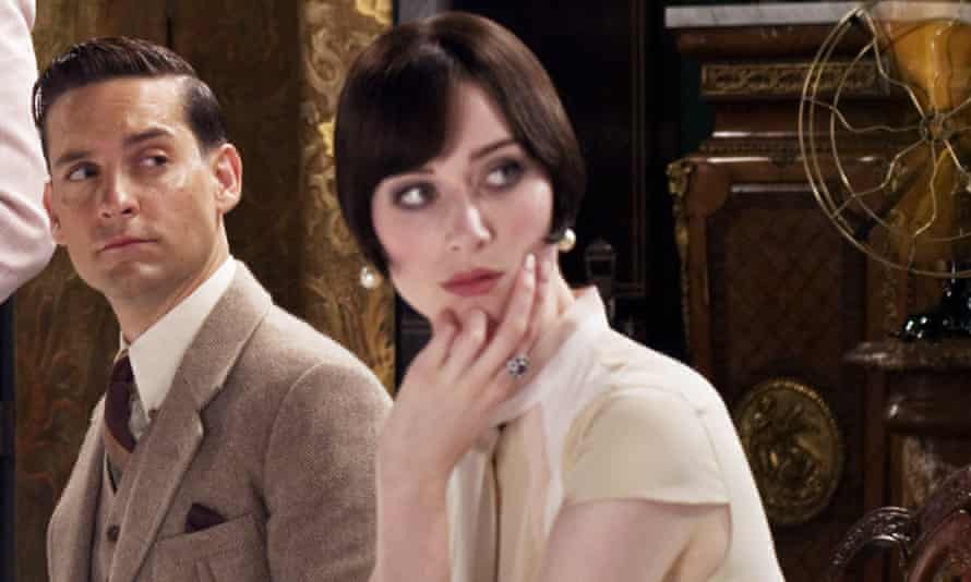 Tobey Maguire as Nick Carraway and Elizabeth Debicki as Jordan Baker in the 2013 film.