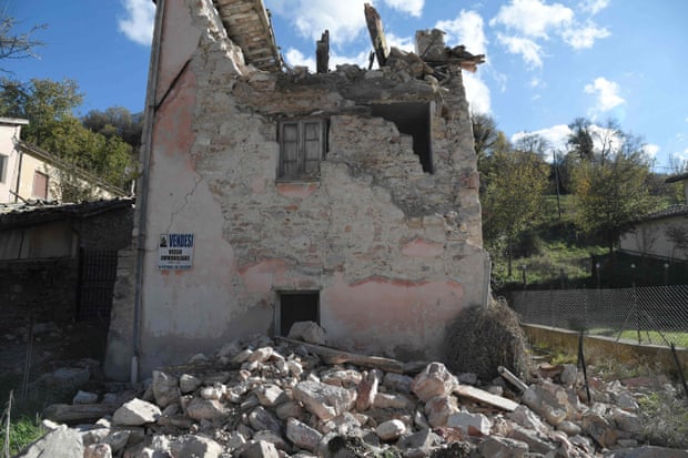 A destroyed house in the village of Borgo Sant’Antonio.