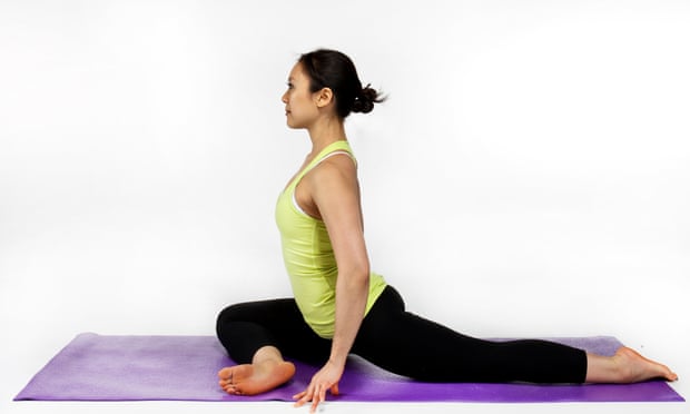 Pigeon pose soothes a tight lower back.