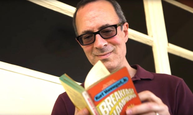 Weide reading his childhood copy of Breakfast of Champions.