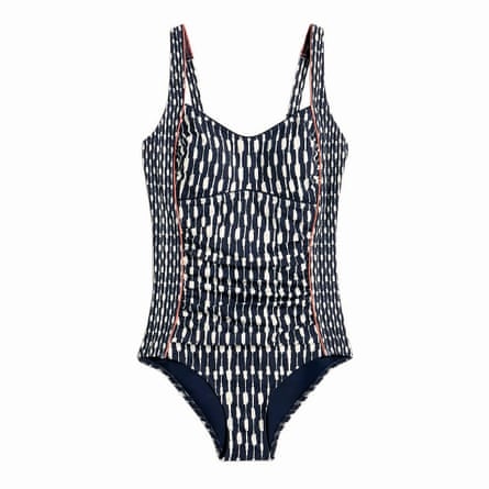 Striped panelled swimsuit