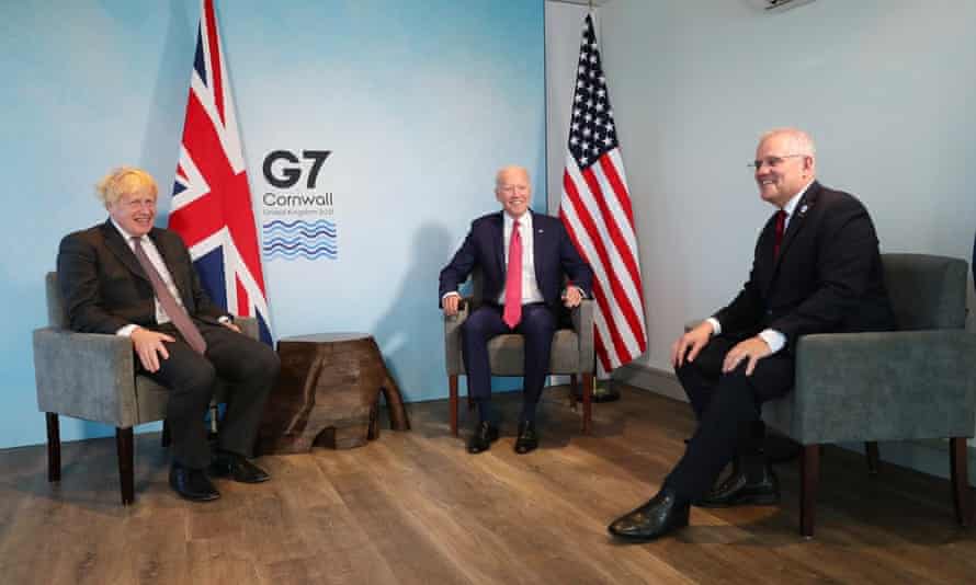 Joe Biden, Scott Morrison and Boris Johnson