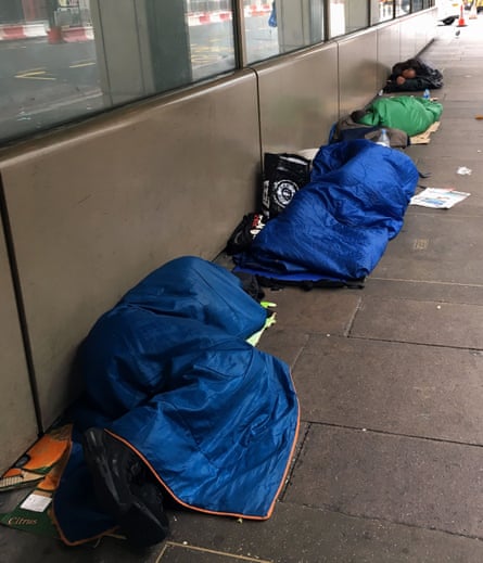 Rough sleeping in central London.