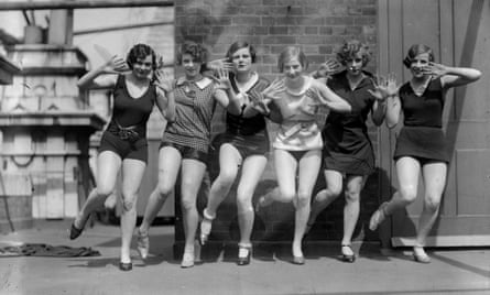 Dancers demonstrating steps from the Charleston circa 1926.