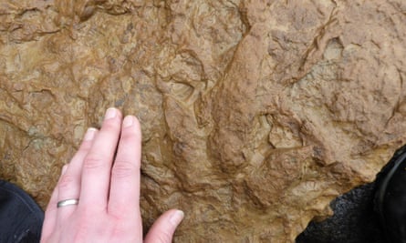 A theropod dinosaur footprint from the Isle of Skye, Scotland.