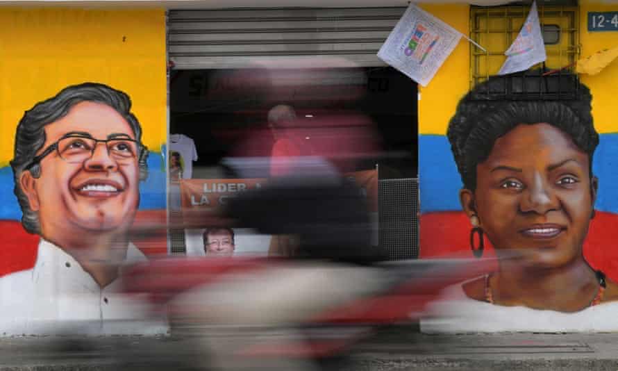 A mural in Cali depicts Gustavo Petro and Francia Márquez, the frontrunning presidential and vice-presidential ticket.