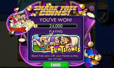 Gambling-themed app with picture of the Flintstones.