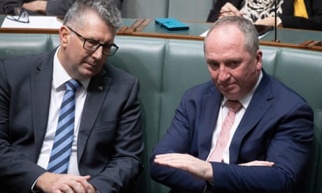 Australia’s deputy prime minister Barnaby Joyce talks to resources minister Keith Pitt