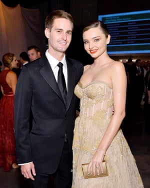 Snapchat’s Evan Spiegel with Miranda Kerr.