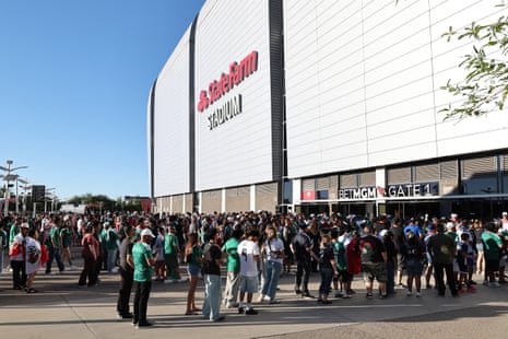 Fans arrive the stadium prior to the international friendly match between United States and Mexico at State Farm Stadium on October 03, 2026 in Glendale, Arizona.