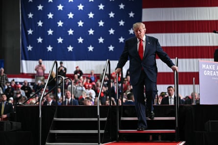 Donald Trump walks off stage