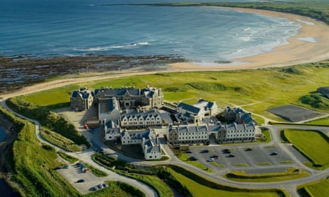 Aerial view of the Trump Hotel and golf course at Doonbeg in Ireland