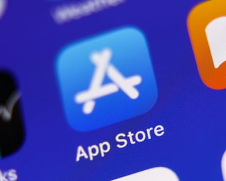 The Apple App Store logo appears on an iPhone screen