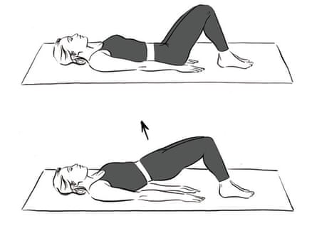 Two illustrations showing however to execute a bridging exercise