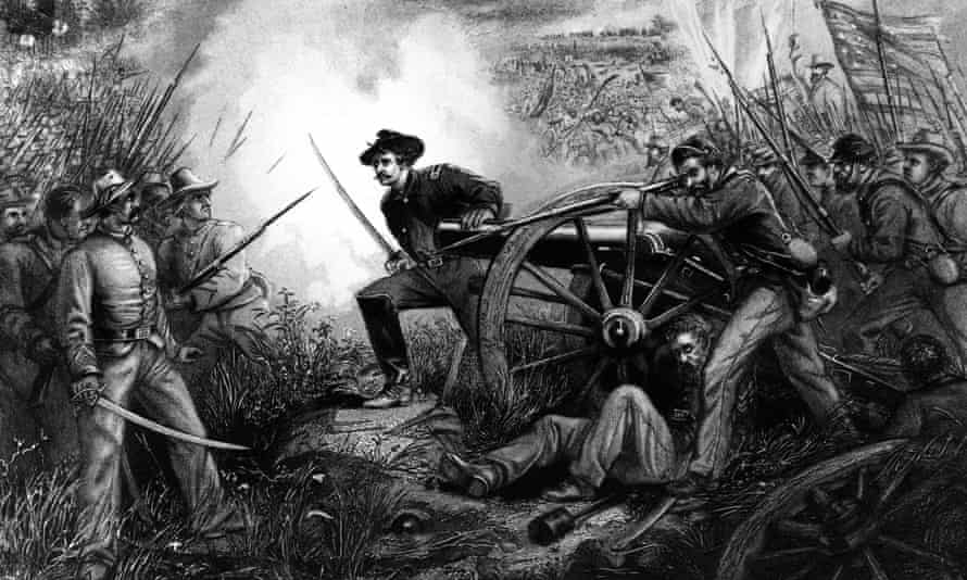 ** FOR IMMEDIATE RELEASE--FILE **This drawing by Alfred R. Waud shows Union Army's Lt. Van Felt defending his battery in the Battle of Chickamauga near Chatanooga, Tenn., in Sept. 1863, during the American Civil War. The Confederates forced the Union forces to withdraw. (AP Photo/FILE)