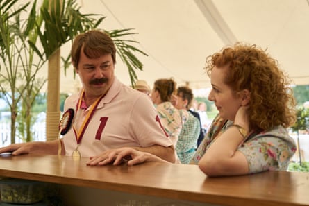 Enough to keep us glued … Danny Dyer and Katherine Parkinson as Freddie and Lizzie in Rivals.