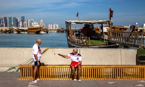 England fans on the Corniche area on Tuesday in Doha.