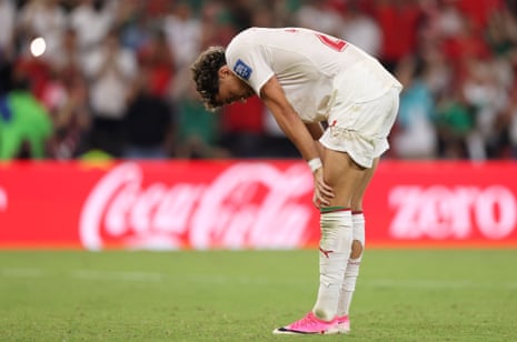 Neil El Aynaoui reacts after missing Morocco's first penalty.