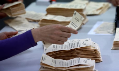 Ballot papers at a counting centre in Melbourne on Saturday