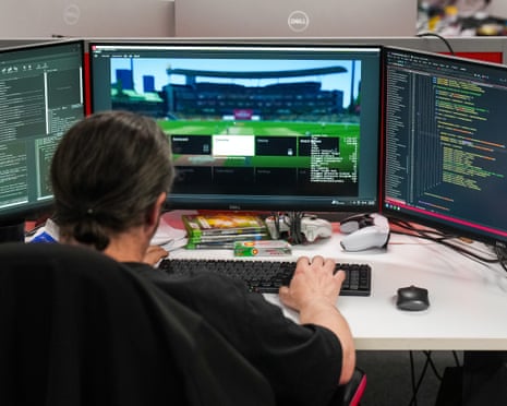 A developer working on a cricket video game at Big Ant Studios, Melbourne.