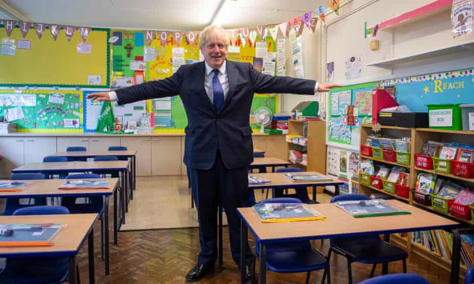 Boris Johnson in a primary school classroom