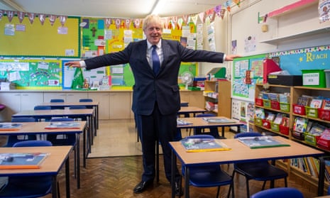 Boris Johnson at St Joseph’s Catholic primary school in Upminster, east London.