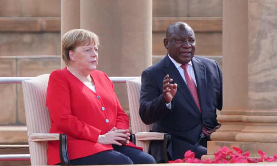 German chancellor Angela Merkel with South Africa’s president Cyril Ramaphosa in Pretoria in early 2020.