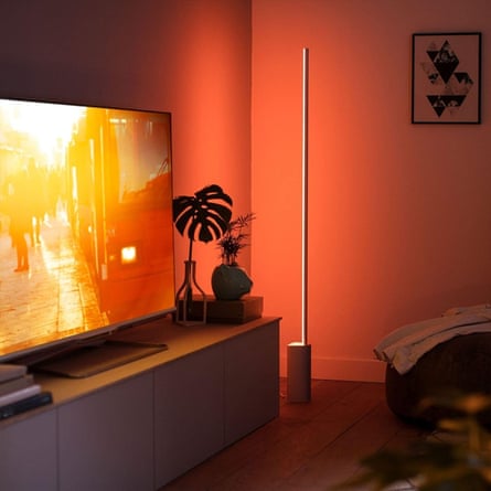 Philips Hue Signe Table Lamp shown being used in a home