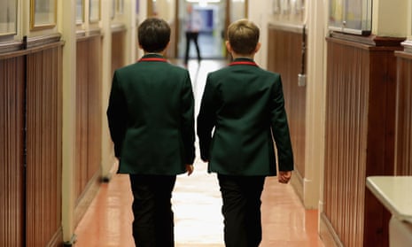 Two boys in grammar school uniforms