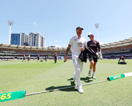 England captain Ben Stokes walks from the Gabba after winning the toss and electing to bat first in the second Ashes Test