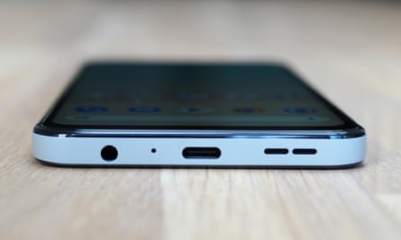 The Nokia G22's USB-C and headphone ports.