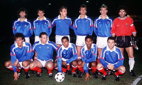 The France team that lined up against Arsenal at Highbury on Valentine’s Day in 1989.