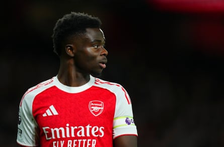 Bukayo Saka in action for Arsenal