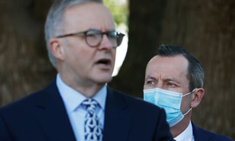 Labor Leader Anthony Albanese Campaigns In Perth Ahead Of Australian Federal Election<br>PERTH, AUSTRALIA - MAY 16: Australian Labor Leader Anthony Albanese speaks to the media during a press conference at Bentley Hospital, which is in the Swan electorate, alongside Premier of Western Australia Mark McGowan on May 16, 2022 in Perth, Australia. The Australian federal election will be held on Saturday 21 May, 2022. (Photo by Lisa Maree Williams/Getty Images)