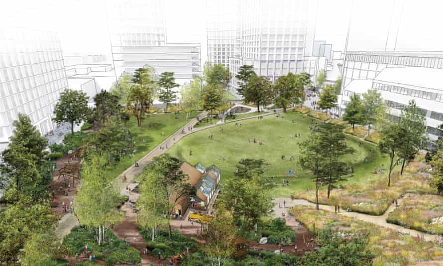 The park in the Canada Water/Surrey Quays regeneration masterplan.