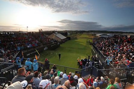 Darren Clarke tees off at the 1st to start day one of 2019 Open at Royal Portrush