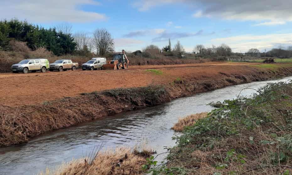 Banks of the River Tone after the Environment agency cleared a 250-metre stretch.