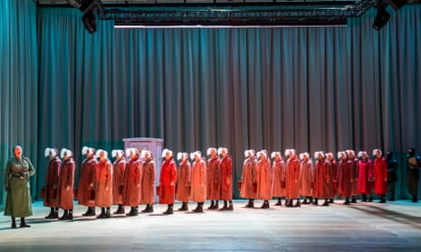 Emma Bell (Aunt Lydia), far left, in The Handmaid's Tale by Poul Ruders @ London Coliseum 